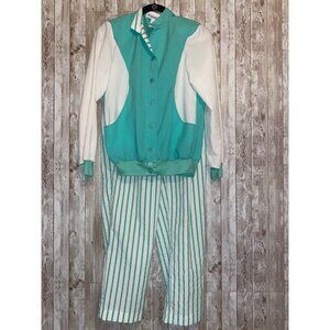 Vintage 80-90's Fashion Spirit Windbreaker Tracksuit Set Jacket Colorblock Mint